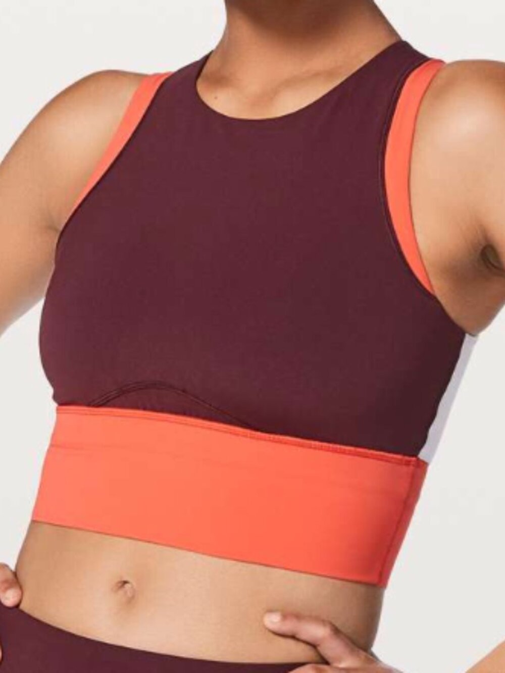 Lululemon Kick Serve Sweat Bra Bordeaux Drama / Vivid Flame / White - Size 6